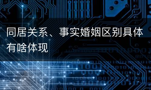 同居关系、事实婚姻区别具体有啥体现