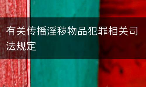 有关传播淫秽物品犯罪相关司法规定