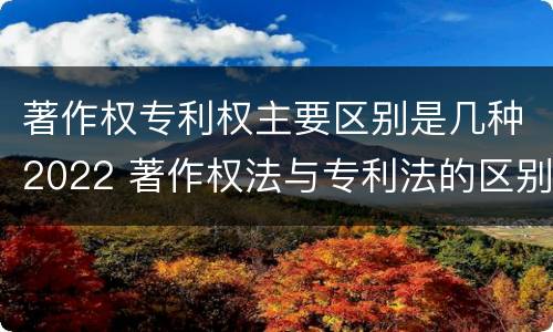 著作权专利权主要区别是几种2022 著作权法与专利法的区别