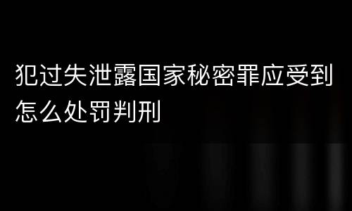 犯过失泄露国家秘密罪应受到怎么处罚判刑