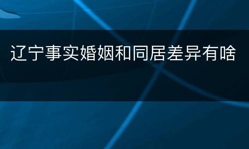 辽宁事实婚姻和同居差异有啥