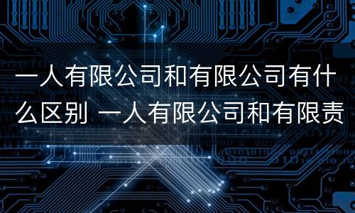一人有限公司和有限公司有什么区别 一人有限公司和有限责任公司有什么区别