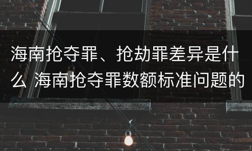 海南抢夺罪、抢劫罪差异是什么 海南抢夺罪数额标准问题的规定