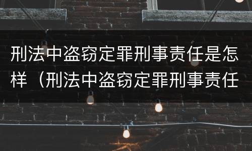 刑法中盗窃定罪刑事责任是怎样（刑法中盗窃定罪刑事责任是怎样定的）