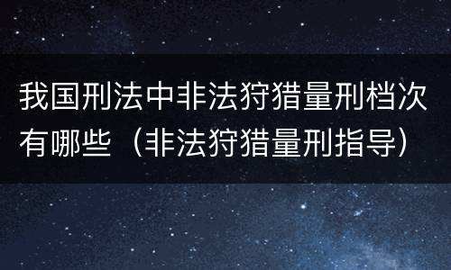 我国刑法中非法狩猎量刑档次有哪些（非法狩猎量刑指导）