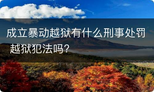 成立暴动越狱有什么刑事处罚 越狱犯法吗?