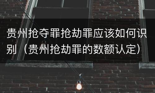 贵州抢夺罪抢劫罪应该如何识别（贵州抢劫罪的数额认定）
