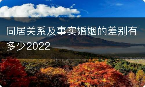 同居关系及事实婚姻的差别有多少2022