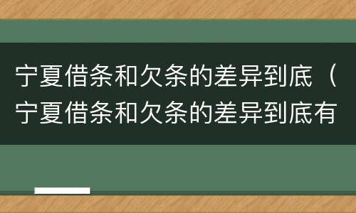 宁夏借条和欠条的差异到底（宁夏借条和欠条的差异到底有多大）