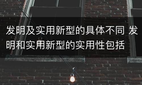 发明及实用新型的具体不同 发明和实用新型的实用性包括