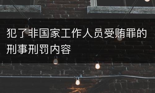 犯了非国家工作人员受贿罪的刑事刑罚内容