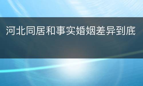 河北同居和事实婚姻差异到底