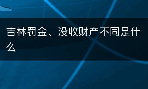 吉林罚金、没收财产不同是什么