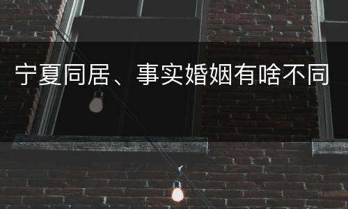 宁夏同居、事实婚姻有啥不同