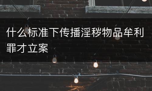 什么标准下传播淫秽物品牟利罪才立案