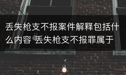 丢失枪支不报案件解释包括什么内容 丢失枪支不报罪属于