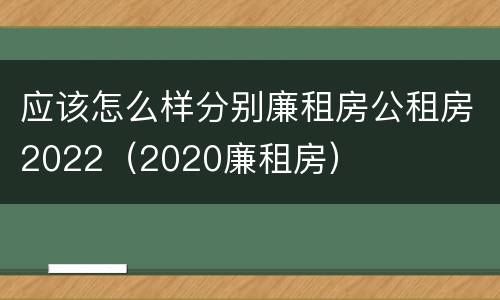 应该怎么样分别廉租房公租房2022（2020廉租房）