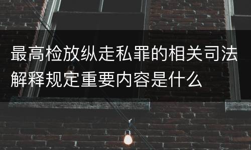 最高检放纵走私罪的相关司法解释规定重要内容是什么