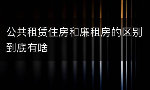 公共租赁住房和廉租房的区别到底有啥