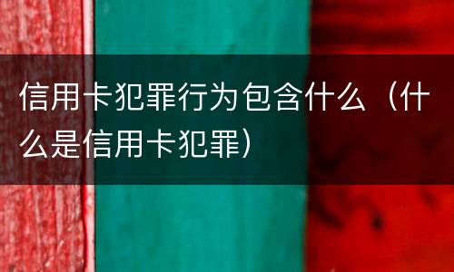 信用卡犯罪行为包含什么（什么是信用卡犯罪）