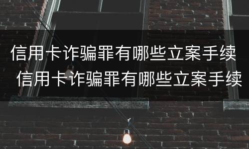 信用卡诈骗罪有哪些立案手续 信用卡诈骗罪有哪些立案手续和标准