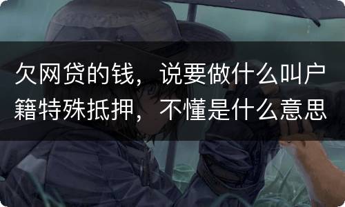 欠网贷的钱，说要做什么叫户籍特殊抵押，不懂是什么意思
