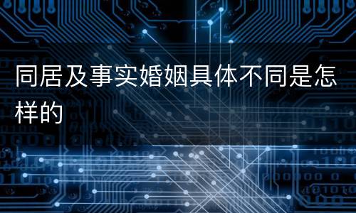 同居及事实婚姻具体不同是怎样的
