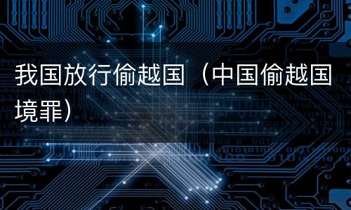 我国放行偷越国（中国偷越国境罪）