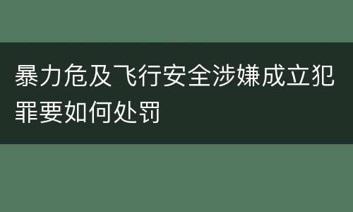 暴力危及飞行安全涉嫌成立犯罪要如何处罚