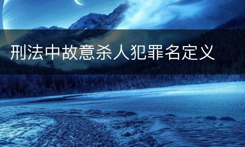 刑法中故意杀人犯罪名定义