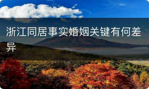 浙江同居事实婚姻关键有何差异