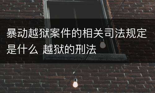暴动越狱案件的相关司法规定是什么 越狱的刑法