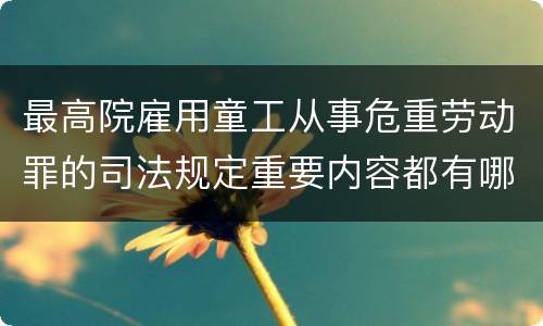 最高院雇用童工从事危重劳动罪的司法规定重要内容都有哪些