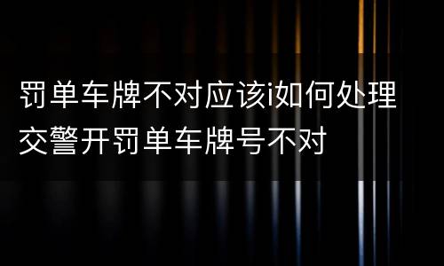 罚单车牌不对应该i如何处理 交警开罚单车牌号不对