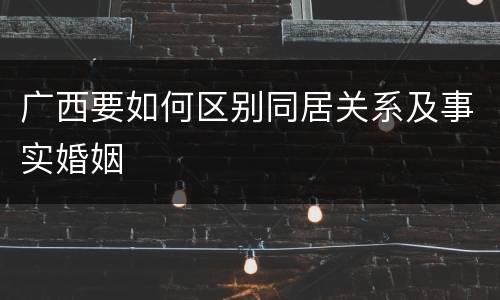 广西要如何区别同居关系及事实婚姻