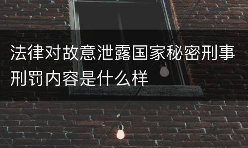 法律对故意泄露国家秘密刑事刑罚内容是什么样