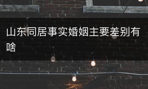 山东同居事实婚姻主要差别有啥