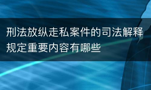 刑法放纵走私案件的司法解释规定重要内容有哪些