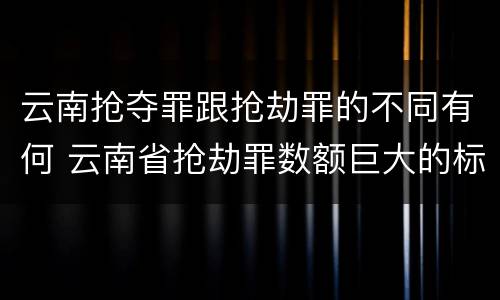 云南抢夺罪跟抢劫罪的不同有何 云南省抢劫罪数额巨大的标准