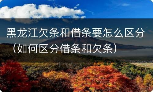 黑龙江欠条和借条要怎么区分（如何区分借条和欠条）