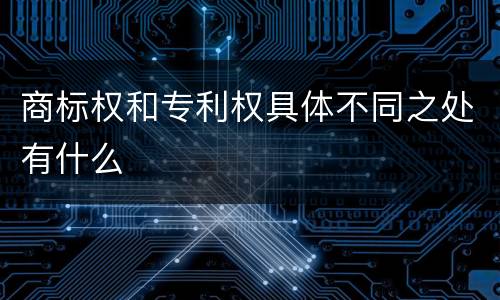 商标权和专利权具体不同之处有什么