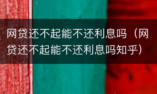 网贷还不起能不还利息吗（网贷还不起能不还利息吗知乎）