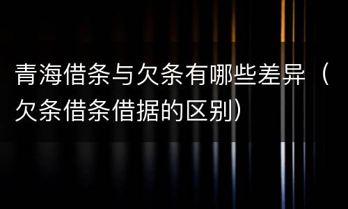 青海借条与欠条有哪些差异（欠条借条借据的区别）