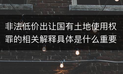 非法低价出让国有土地使用权罪的相关解释具体是什么重要内容