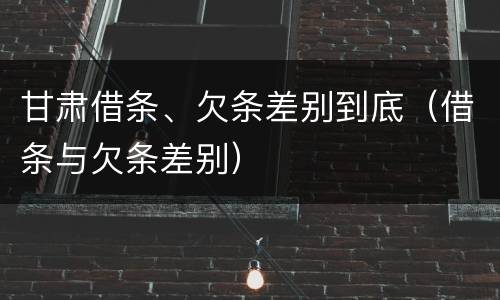 甘肃借条、欠条差别到底（借条与欠条差别）