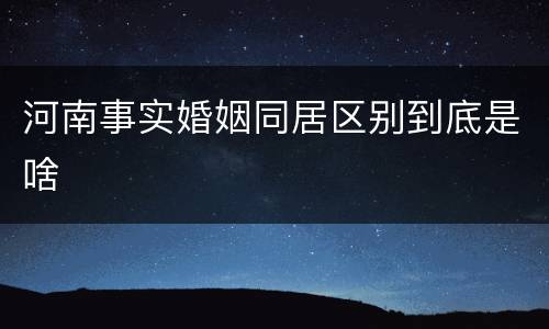河南事实婚姻同居区别到底是啥