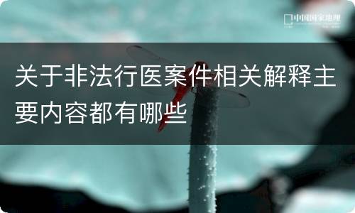 关于非法行医案件相关解释主要内容都有哪些