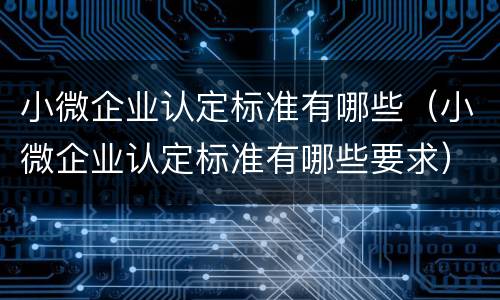 小微企业认定标准有哪些（小微企业认定标准有哪些要求）