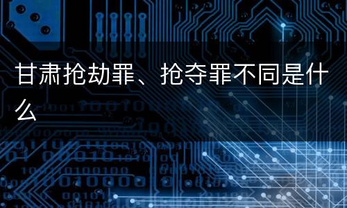 甘肃抢劫罪、抢夺罪不同是什么