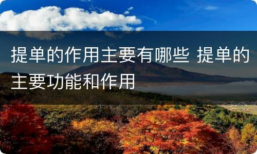 提单的作用主要有哪些 提单的主要功能和作用
